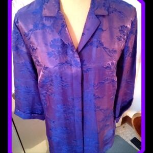 Chico's Design Deep Purple Asian Style Silk/Nylon Blend Lightweight Tunic